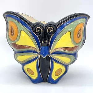 Vaso fioriera dipinto a mano figura a forma di farfalla ceramica artistica colori vivaci - Foto 1 di 8