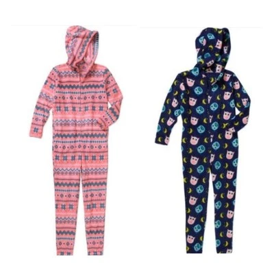 Nuevo Pijama Capucha Niñas Peluche Una Pieza Talla 4-5 6-6X Búho Fiesta Cálido Hada Foto 1 de 2