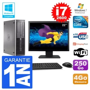 PC HP 6200 SFF Ecran 22" Intel i7-2600 RAM 4Go Disque 250Go Graveur DVD Wifi W7 - Photo 1/1