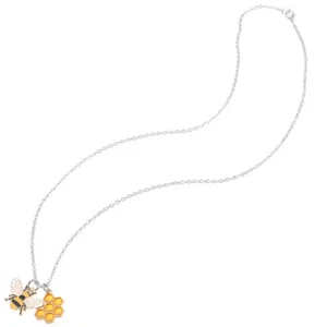 Honeycomb Pendant Necklace Bumble Bee Jewelry for Women Bumblebee - Picture 1 of 12