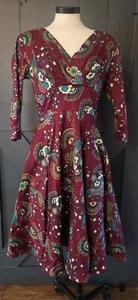 Dancing Days by Banned Dress Womens XS Burgandy Retro Fit & Flare - Picture 1 of 5