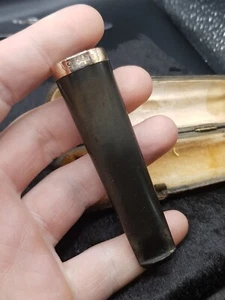 Antique 9ct Gold Cheroot Cigar Cigarette Holder In Case - Black Material - Picture 1 of 10
