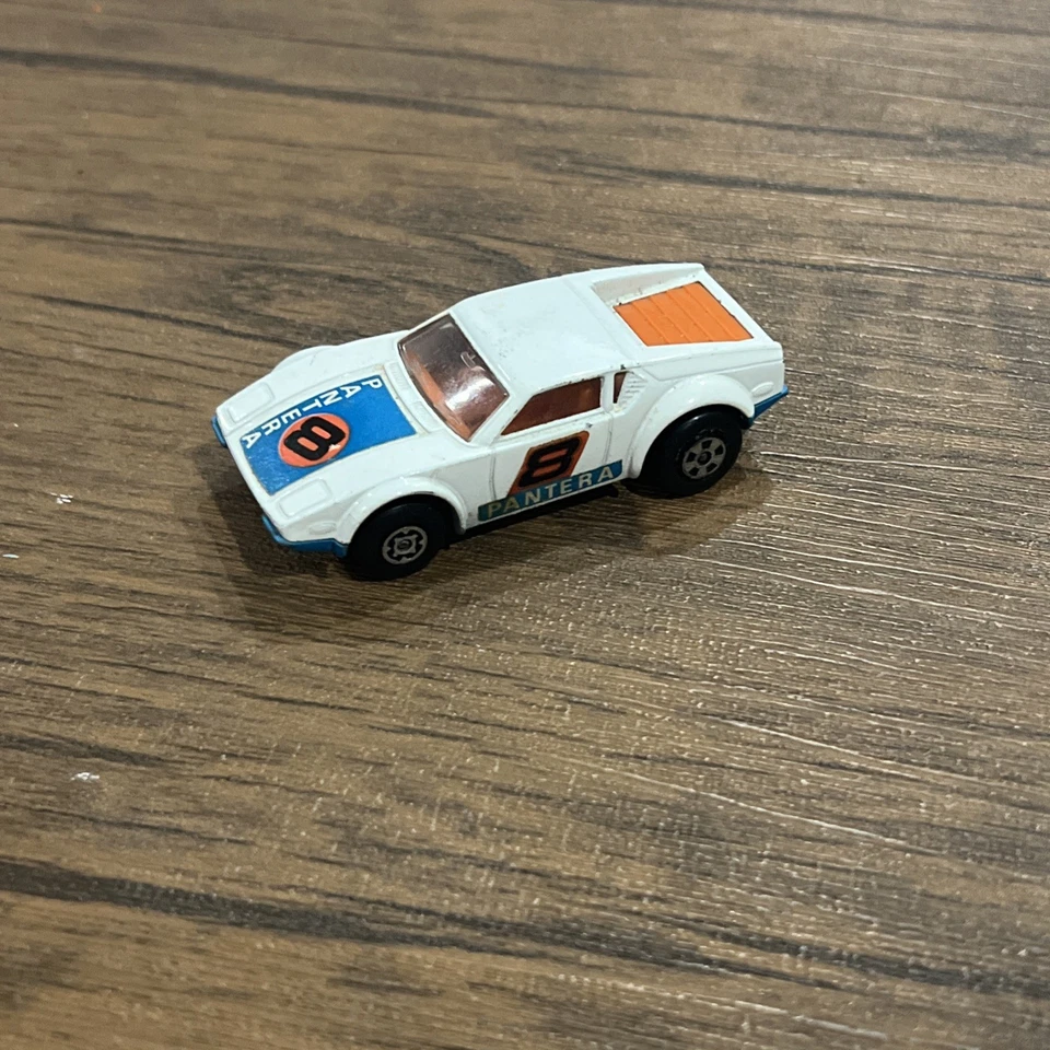 Винтажный Matchbox Superfast 1975 Белый De Tomaso Pantera No.8 Литой с Коробкой - Изображение 1 из 4