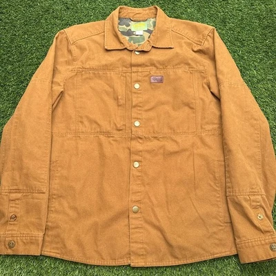 Marsh Wear Jacket Mens L Brown Canvas Shirt Jacket Camo Trim Snap - Image 1 of 4