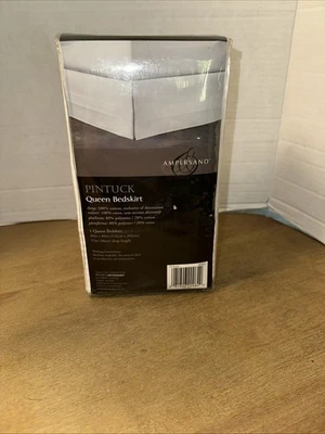 New Ampersand Queen Size Bed Skirt. 15" drop  by Pintuck White Color — 第 1/4 张图片