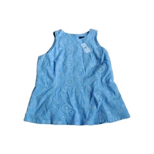 Blusa para mujer Ann Taylor talla 8 azul sin mangas 100 % algodón bordada - forrada - Imagen 1 de 9