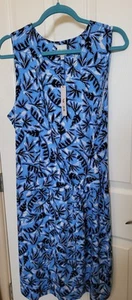 Nic and Zoe Dress sleeveless Women's Size XL Blue Leaf Pattern Knee length - Picture 1 of 5
