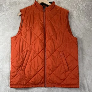 Barbour Vest Mens Medium Orange Finn Gilet Quilted Puffer Full Zip Jacket Adult - Picture 1 of 8