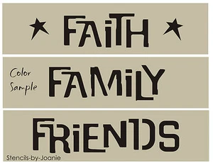 3 piezas. Juego de plantillas Faith Family Friends Whimsey fuente Country Family Prim Blocks - Imagen 1 de 4