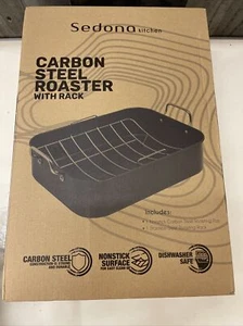 Roasting Pan 16.5’ Carbon Steel Non-stick Turkey Roast W/Removable Rack New - Picture 1 of 4