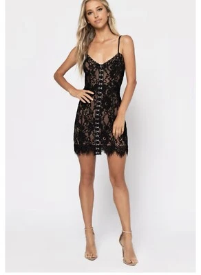 Mini Vestido Tobi Mediano Luna de Miel Encaje Bodycon Negro Coqueta Romántico Foto 1 de 4