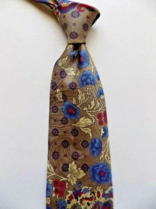 DONBERRY & KEATS Silk Necktie Floral Paisley Pattern Brown Blue - Picture 1 of 5