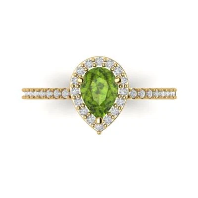 0.755 cttw Pear-Cut Natural Peridot Solitaire Engagement Ring (14K Yellow Gold) - Image 1 of 4