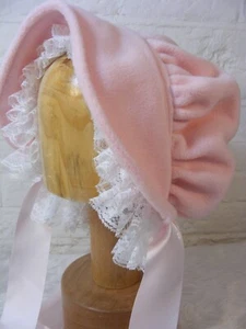 ADULT BABY SISSY BONNET soft pink fleece COSPLAY LOLITA FANCY DRESS ROll PLAY - Picture 1 of 4