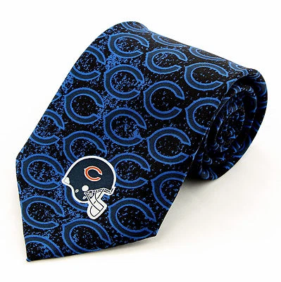 Corbata de seda de los Chicago Bears para hombre con licencia de fútbol americano de la NFL para aficionados a los deportes corbata de cuello negra Foto 1 de 3