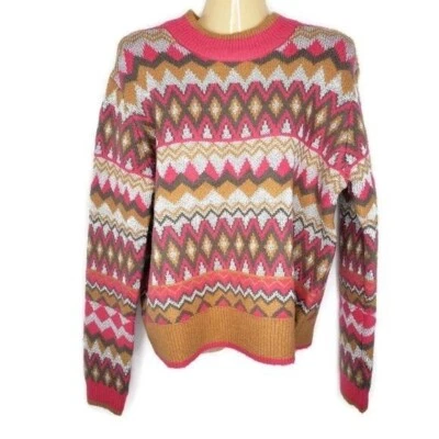 NEW Marc New York Womens Acrylic Blend Sweater Zigzag Pattern Magenta NWT - Image 1 of 4