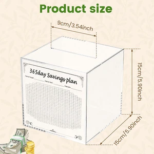 Unbreakable Money Saving Box Clear Acrylic Piggy Bank 365 Days Money Box beeTl - Picture 1 of 11