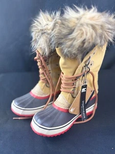 Sorel Joan of Arctic hellbraune wasserdichte Damen-Winterstiefel aus Leder NL1540-227 Größe 5 - Bild 1 von 8