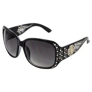 Gafas de sol Rodeo Queen Betty de moda para mujer marco negro con diamantes de imitación ostentosos - Imagen 1 de 6