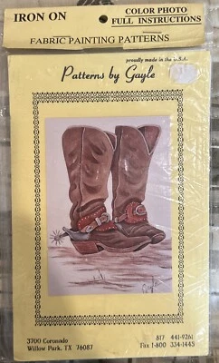 Patrón de pintura de tela de Gayle botas antiguas con patrón de hierro #151 botas occidentales Foto 1 de 2