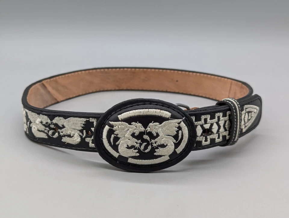 Authentic Youth Mexican Western Cinto Piteado Hand Braided Belt Black Size 26 - Image 1 of 4