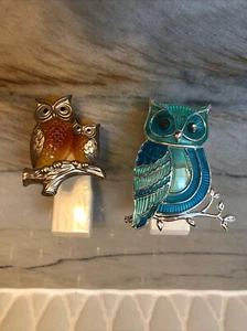 2 Bath Body Works Wallflowers Plug In Blue Tone Owl & Mama Baby On Branch BBW - Picture 1 of 5