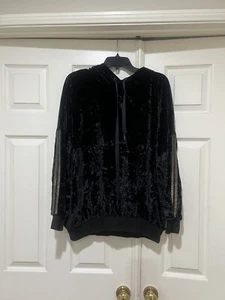 Hudson Black Velvet Hoodie Pullover Sweater Small - Bild 1 von 10