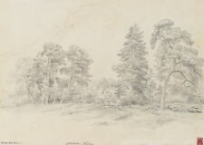H. BECKMANN (1809-1882), Waldstück am Gebirge,  1822, Bleistift Romantik