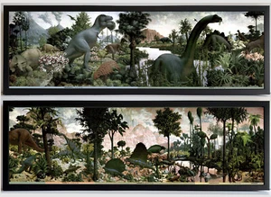 Rare Age of Reptiles Dinosaur Mural Poster by Zallinger Framed Set - Picture 1 of 1