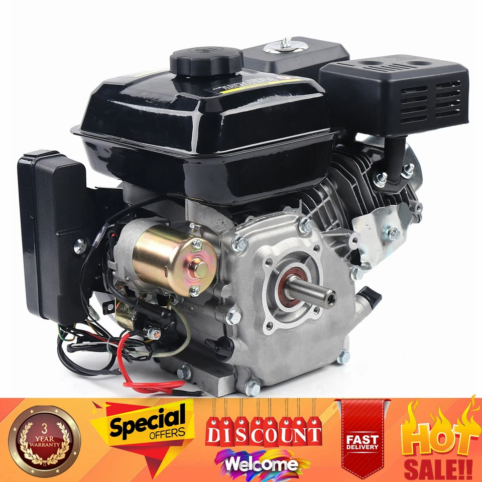 SENDERPICK Electric Start Gas Engine 212cc 4-Stroke Horizontal Shaft Motor for Honda GX160