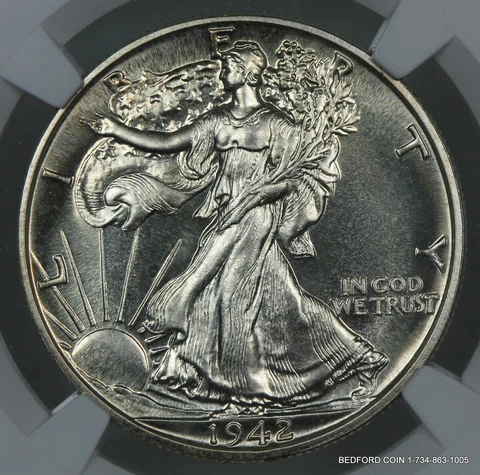 NGC PF64 1942 WALKING LIBERTY SILVER HALF DOLLAR PROOF 50c   (BC11) Cover