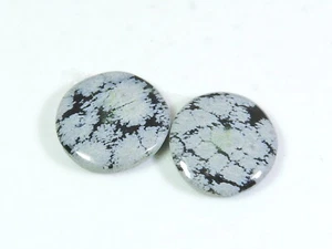 24Cts.Natural Snow Flake Obsidian Matched pair Round Cabochon Loose Gemstone K82 - Picture 1 of 9