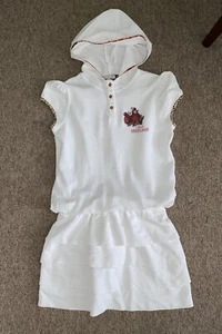 Roberto Cavalli Hooded Dress White Strawberries/leopard Print Frills Girls 10yrs - Picture 1 of 5