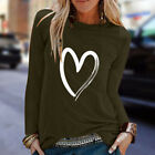 Women Long Sleeve Blouse Jumper Ladies Casual Loose Heart Pullover Tops Shirt AU