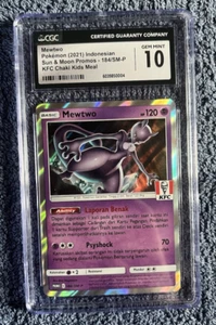 CGC 10 Mewtwo 2021 Pokemon Indonesian SM Promo KFC Chaki Kids Meal Holo 184/SM-P - Picture 1 of 2