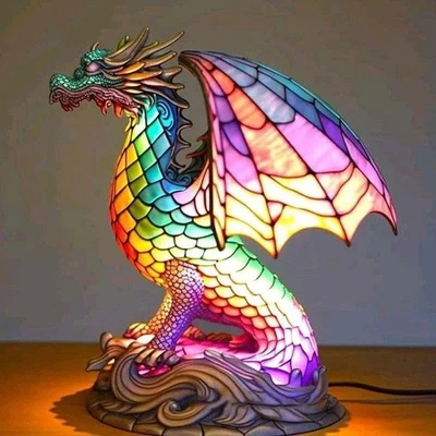 3D Animal Lion Dragon Series Desk Lamp Night Stand Light Lamp Colorful Vintage - Image 1 of 4