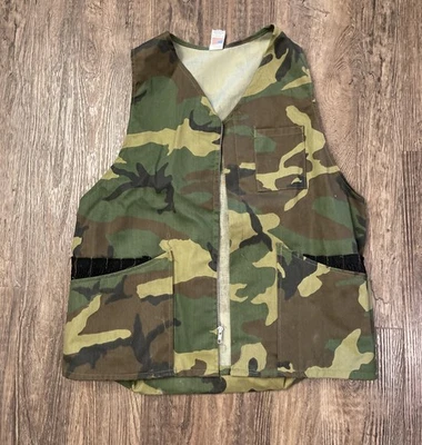 Vintage Duck Camo Vest Size L Hunting Shooting Camouflage Canvas USA - Image 1 of 4