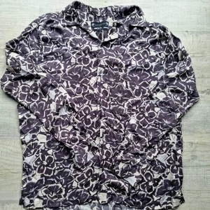 AllSaints Shirt Mens Medium Relaxed Gray Beige Floral Lightweight Viscose - Picture 1 of 12