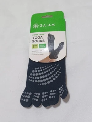 GAIAM Super Grippy Yoga Socks All Grip No Slip - Size Small / Medium Black/Grey - Image 1 of 3