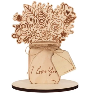Mother's Day Card Gift for Mom Birthday Card, Laser Wood Flower Bouquet Card ... - Picture 1 of 7
