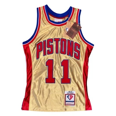 Camiseta deportiva de baloncesto Mitchell & Ness Isiah Thomas Detroit Pistons dorada, talla pequeña Foto 1 de 2