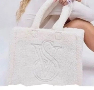 Victors Secret Beige Faux Fur Luxurious Tote Bag Large Limited Edition NWT - Image 1 of 4