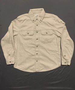 Camisa chaqueta con botones Lucky Brand para hombre mediana beige manga larga cuello - Imagen 1 de 12