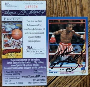 AUTOGRAPHED Boxing Sugar Ray Leonard 1991 Kayo Card JSA COA Signed Smudge - Picture 1 of 3
