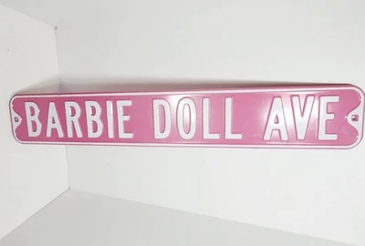 6"x36" Pink Metal Barbie Doll Ave Street Sign Wall Decor - Image 1 of 2