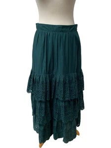 Boden Green Tiered Maxi Skirt Embroidered UK 12 1 RVB001 - Picture 1 of 9