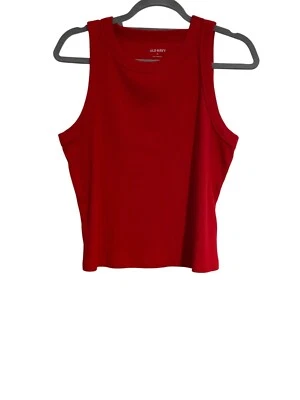 Top acanalado sin mangas rojo azul marino antiguo para mujer mezcla de algodón recortado capas informales Foto 1 de 4