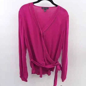 NWT INC magenta wrap look top in size small V Neck Barbiecore - Picture 1 of 5