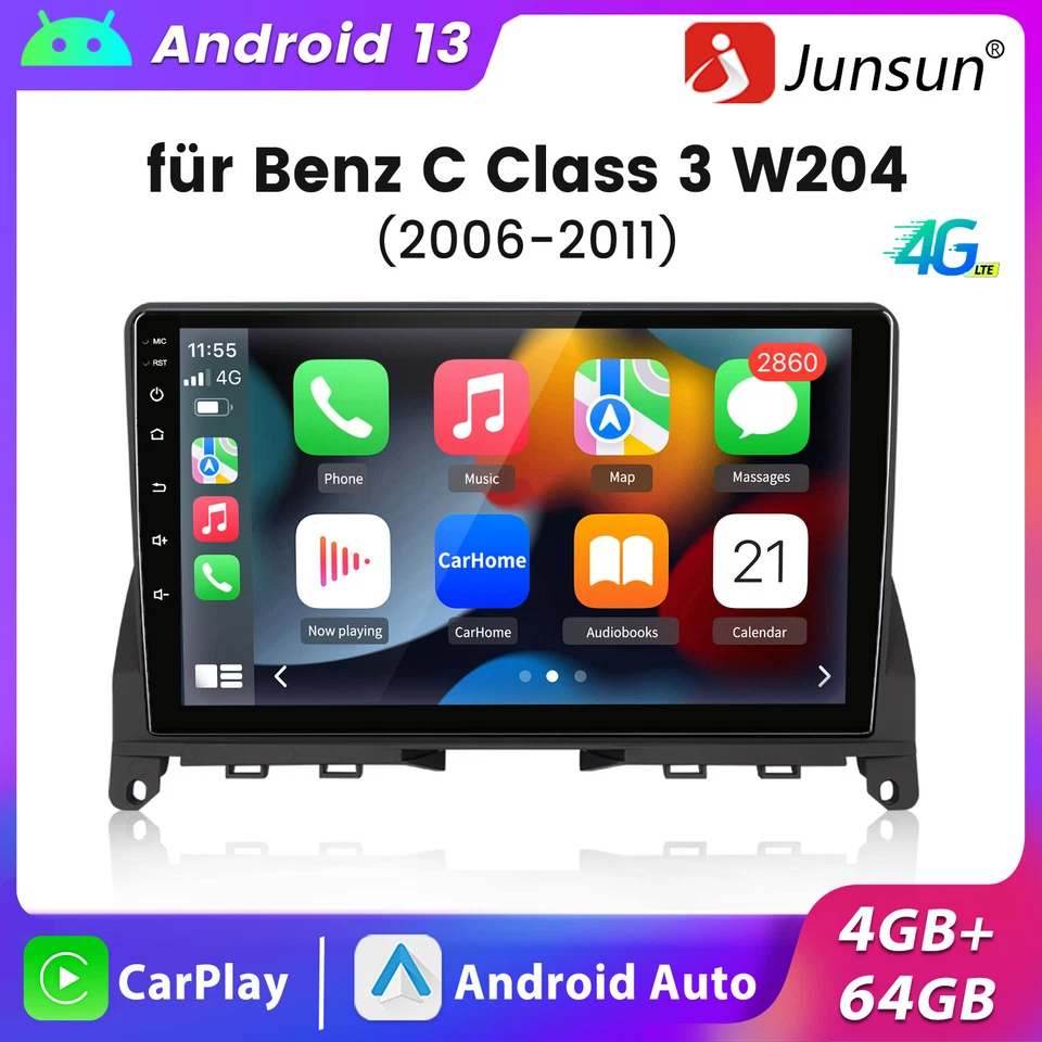 Android 13 Carplay Autoradio GPS NAVI WiFi DAB+ Für Mercedes C Class W204 S204  - Bild 1 von 4