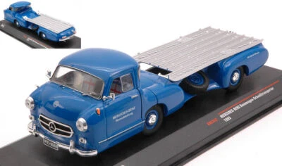 MODELLINO CAMION STATICO IXO MODEL MERCEDES RENNTRANSPORTER 1955 BLAUES 1/43 - Immagine 1 di 4